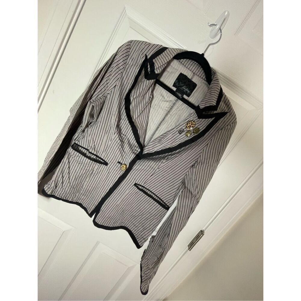 Daytrip Women’s Blazer Jacket Size Large Black Gray Stripes